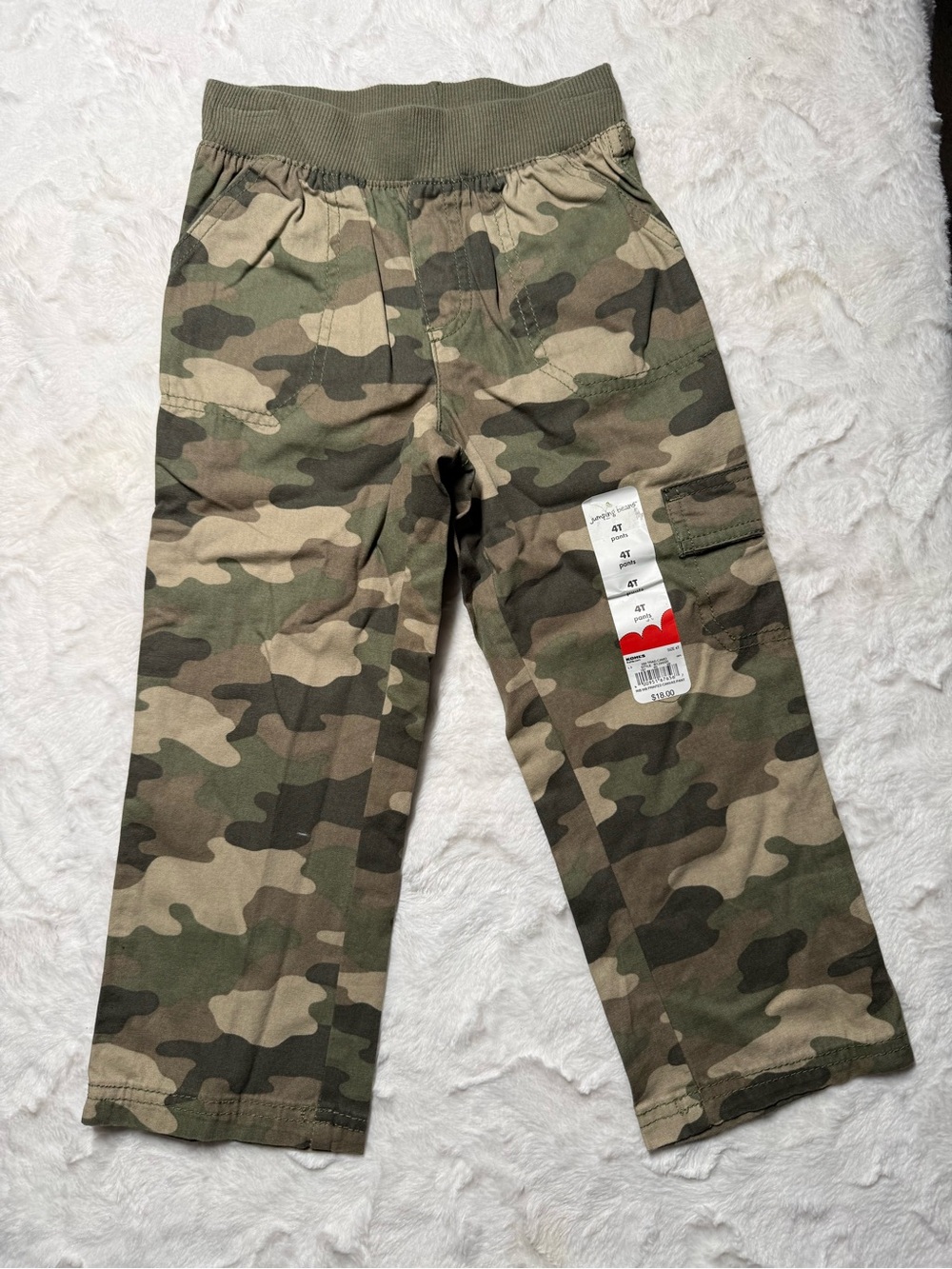 jumping beans Boys' Camo Cargo Sweatpants in Olive and Tan